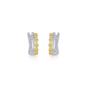 Gabriel & Co. 14k Two Tone Contemporary Diamond Huggie Earrings