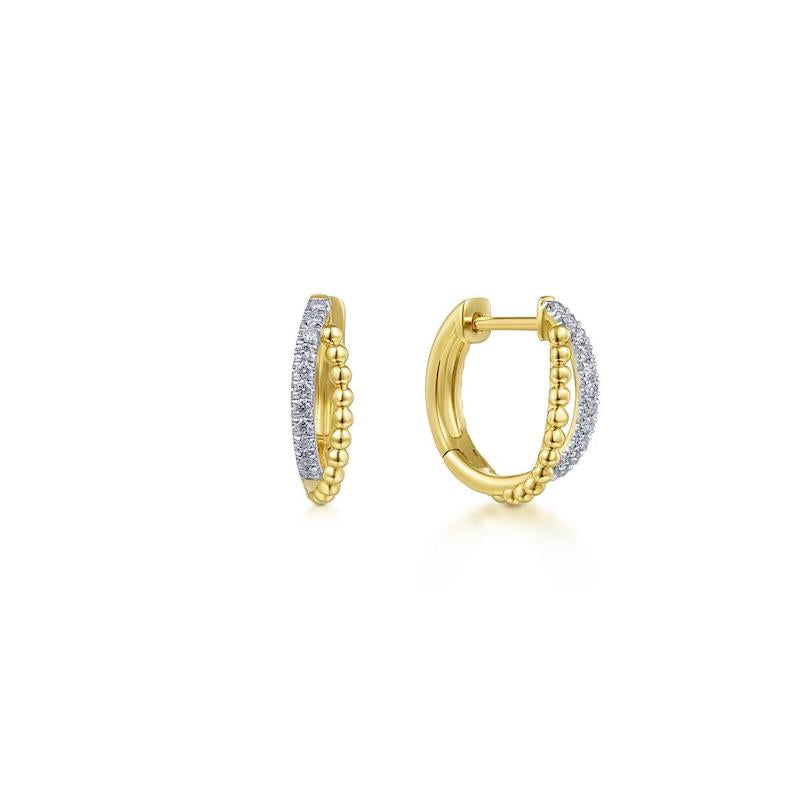 Gabriel & Co. 14k Yellow Gold Bujukan Diamond Huggie Earrings