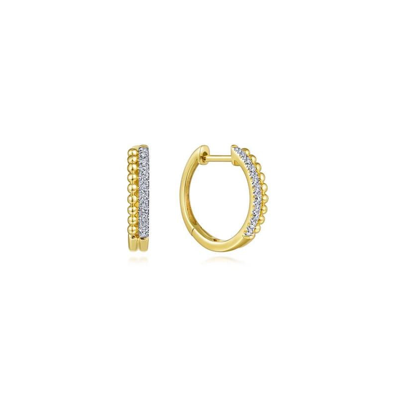 Gabriel & Co. 14k Yellow Gold Bujukan Diamond Huggie Earrings