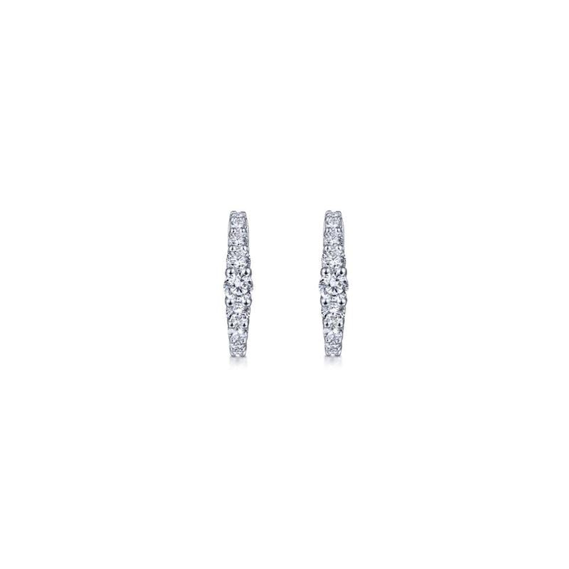 Gabriel & Co. 14k White Gold Lusso Diamond Huggie Earrings