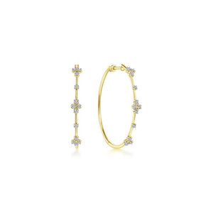 Gabriel & Co. 14k Yellow Gold Contemporary Diamond Hoop Earrings