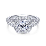 Gabriel & Co. 14k White Gold Contemporary Halo Engagement Ring