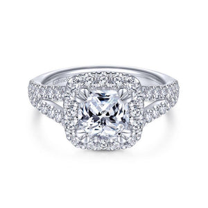 Gabriel & Co. 14k White Gold Contemporary Halo Engagement Ring