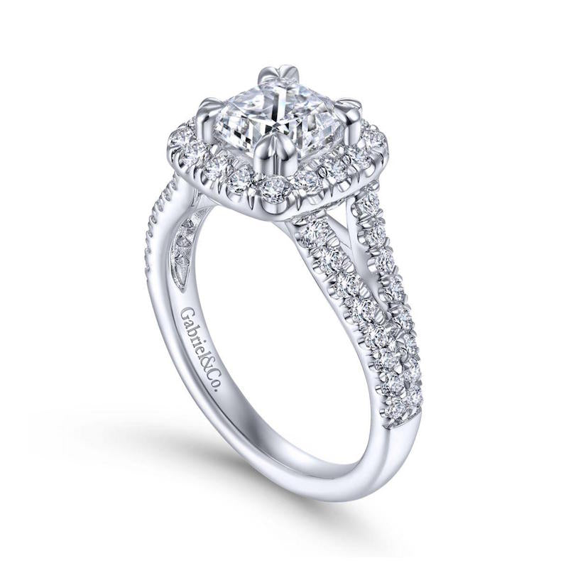 Gabriel & Co. 14k White Gold Contemporary Halo Engagement Ring