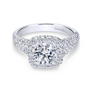 Gabriel & Co. 14k White Gold Contemporary Halo Engagement Ring