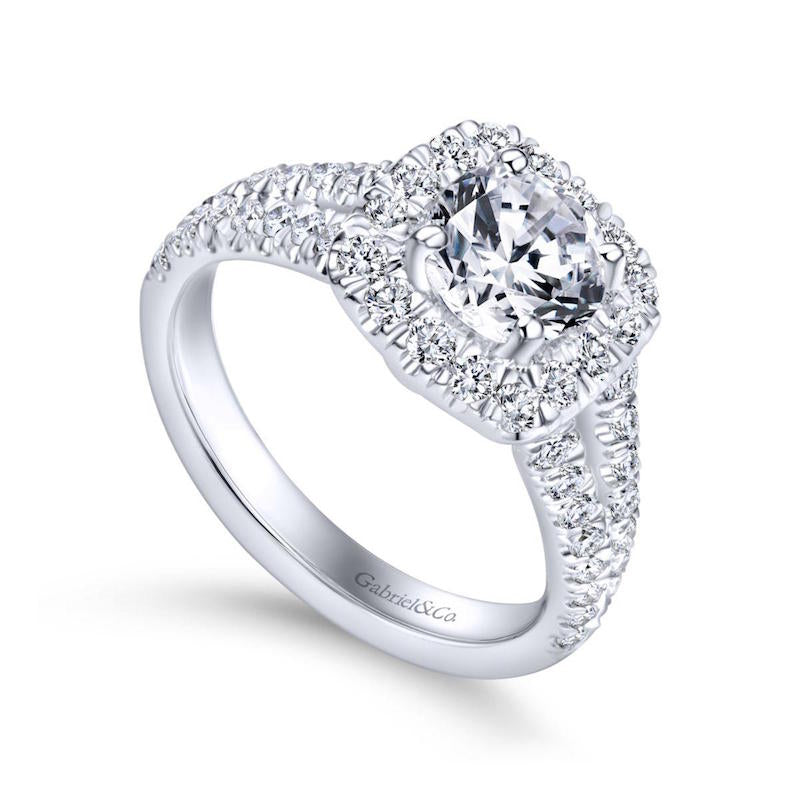 Gabriel & Co. 14k White Gold Contemporary Halo Engagement Ring