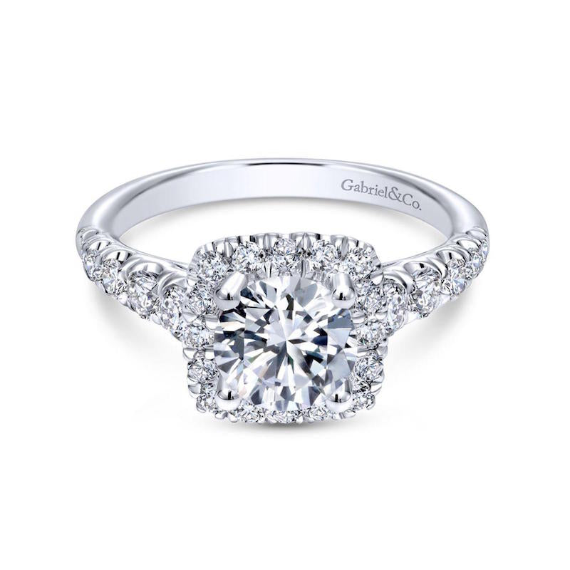 Gabriel & Co. 14k White Gold Contemporary Halo Engagement Ring