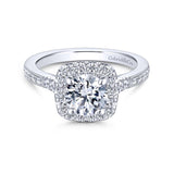 Gabriel & Co. 14k White Gold Victorian Halo Engagement Ring