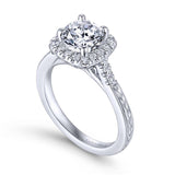 Gabriel & Co. 14k White Gold Victorian Halo Engagement Ring