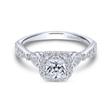 Gabriel & Co. 14k White Gold Victorian Halo Engagement Ring