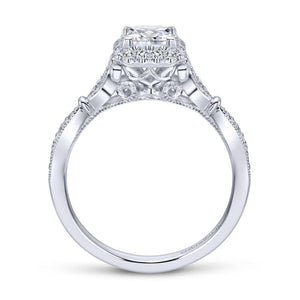 Gabriel & Co. 14k White Gold Victorian Halo Engagement Ring