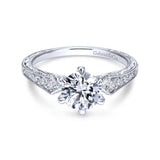 Gabriel & Co. 14k White Gold Victorian Straight Engagement Ring