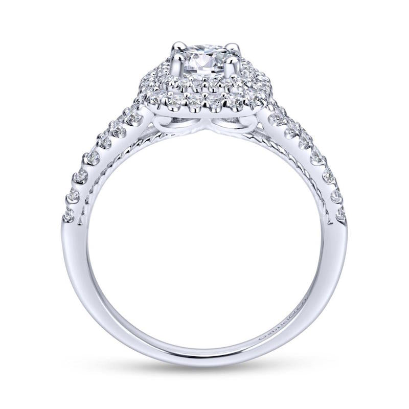 Gabriel & Co. 14k White Gold Contemporary Double Halo Engagement Ring