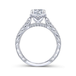 Gabriel & Co. 14k White Gold Victorian Straight Engagement Ring