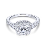 Gabriel & Co. 14k White Gold Contemporary Halo Engagement Ring