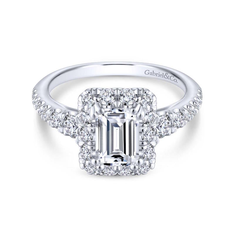 Gabriel & Co. 14k White Gold Contemporary Halo Engagement Ring