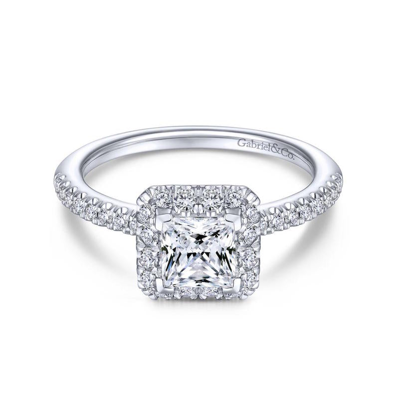 Gabriel & Co. 14k White Gold Contemporary Halo Engagement Ring