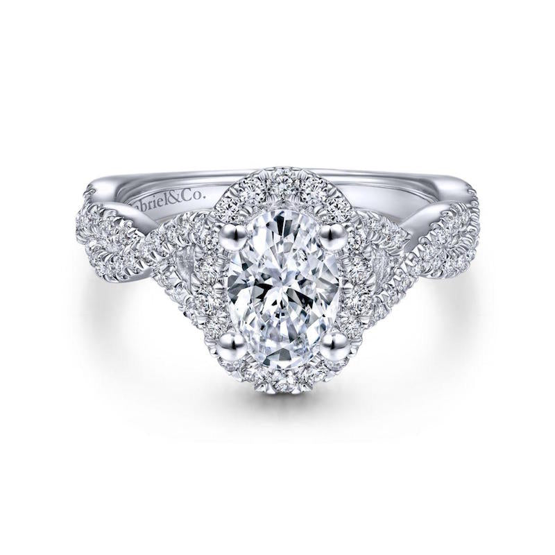 Gabriel & Co. 14k White Gold Contemporary Halo Engagement Ring