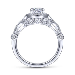 Gabriel & Co. 14k White Gold Victorian Halo Engagement Ring