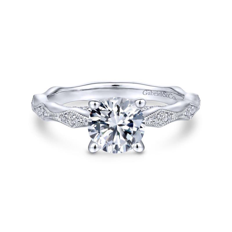 Gabriel & Co. 14k White Gold Victorian Straight Engagement Ring