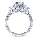 Gabriel & Co. 14k White Gold Art Deco Straight Engagement Ring