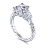 Gabriel & Co. 14k White Gold Art Deco Straight Engagement Ring