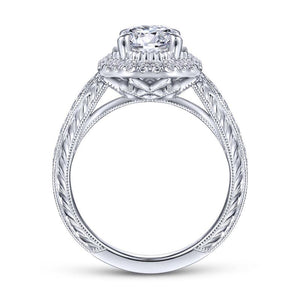 Gabriel & Co. 14k White Gold Art Deco Halo Engagement Ring