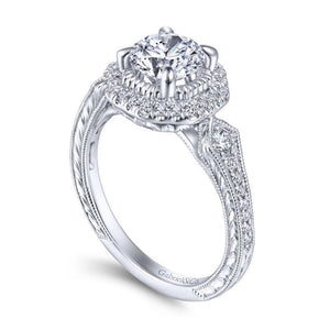 Gabriel & Co. 14k White Gold Art Deco Halo Engagement Ring