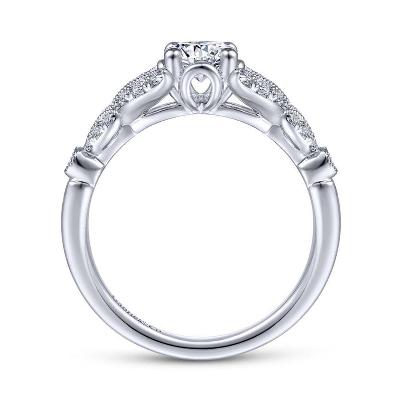 Gabriel & Co. 14k White Gold Victorian Split Shank Engagement Ring