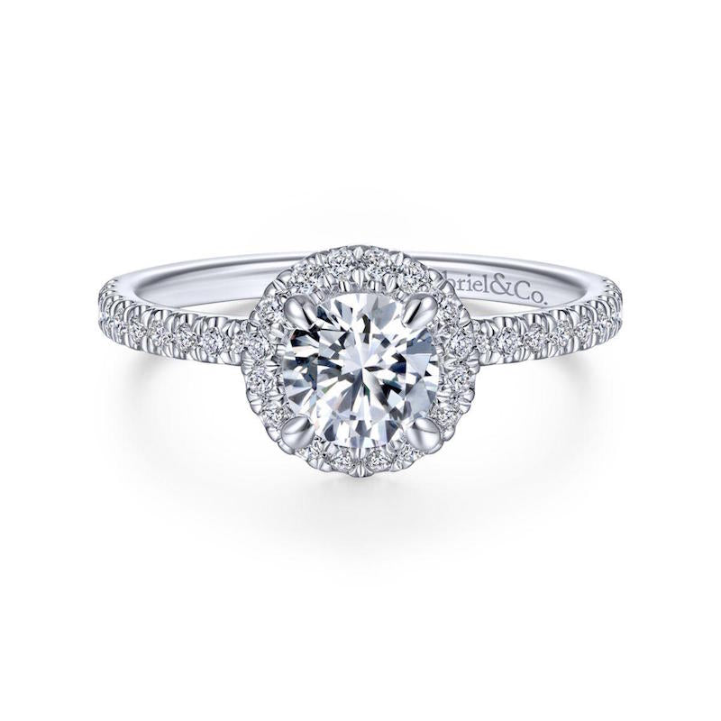 Gabriel & Co. 14k White Gold Contemporary Halo Engagement Ring