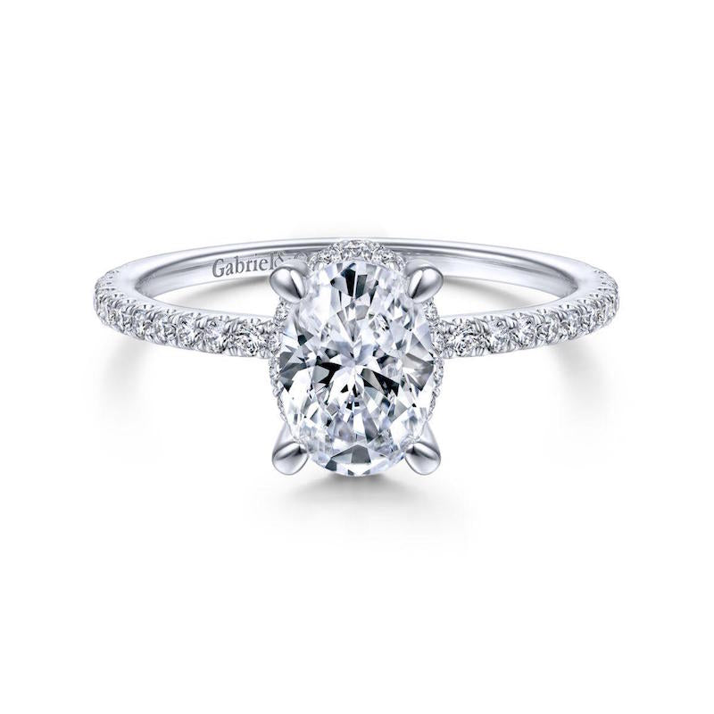 Gabriel & Co. 14k White Gold Contemporary Halo Engagement Ring