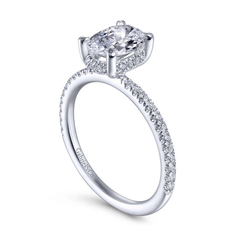 Gabriel & Co. 14k White Gold Contemporary Halo Engagement Ring