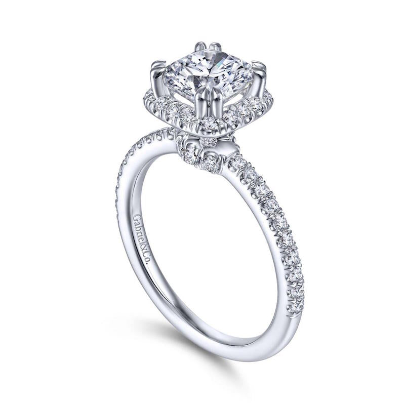 Gabriel & Co. 14k White Gold Contemporary Halo Engagement Ring