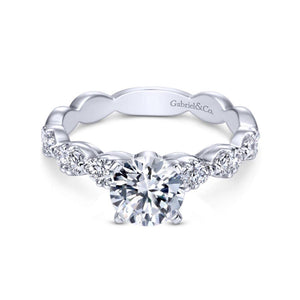 Gabriel & Co. 14k White Gold Contemporary Straight Diamond Engagement Ring