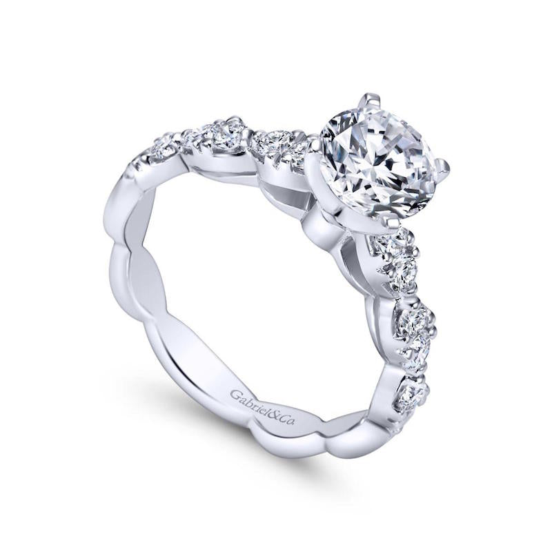 Gabriel & Co. 14k White Gold Contemporary Straight Diamond Engagement Ring