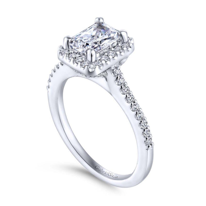 Gabriel & Co. 14k White Gold Contemporary Halo Diamond Engagement Ring