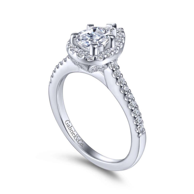 Gabriel & Co. 14k White Gold Contemporary Halo Engagement Ring