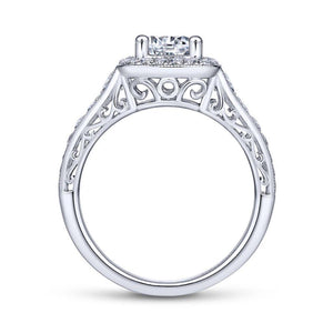 Gabriel & Co. 14k White Gold Victorian Halo Engagement Ring