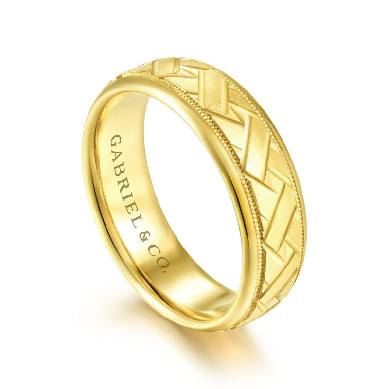 Gabriel & Co. 14k Yellow Gold Exclusive Men's Wedding Band