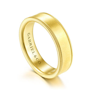 Gabriel & Co. 14k Yellow Gold Exclusive Men's Wedding Band