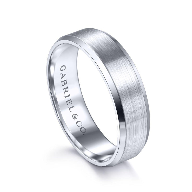 Gabriel & Co. 14k White Gold Signature Men's Wedding Band