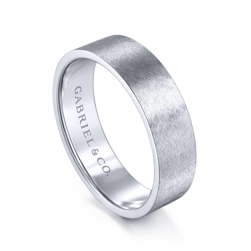 Gabriel & Co. 14k White Gold Signature Men's Wedding Band