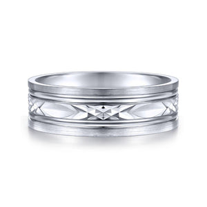 Gabriel & Co. 14k White Gold Signature Men's Wedding Band