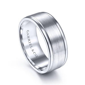 Gabriel & Co. 14k White Gold Signature Men's Wedding Band