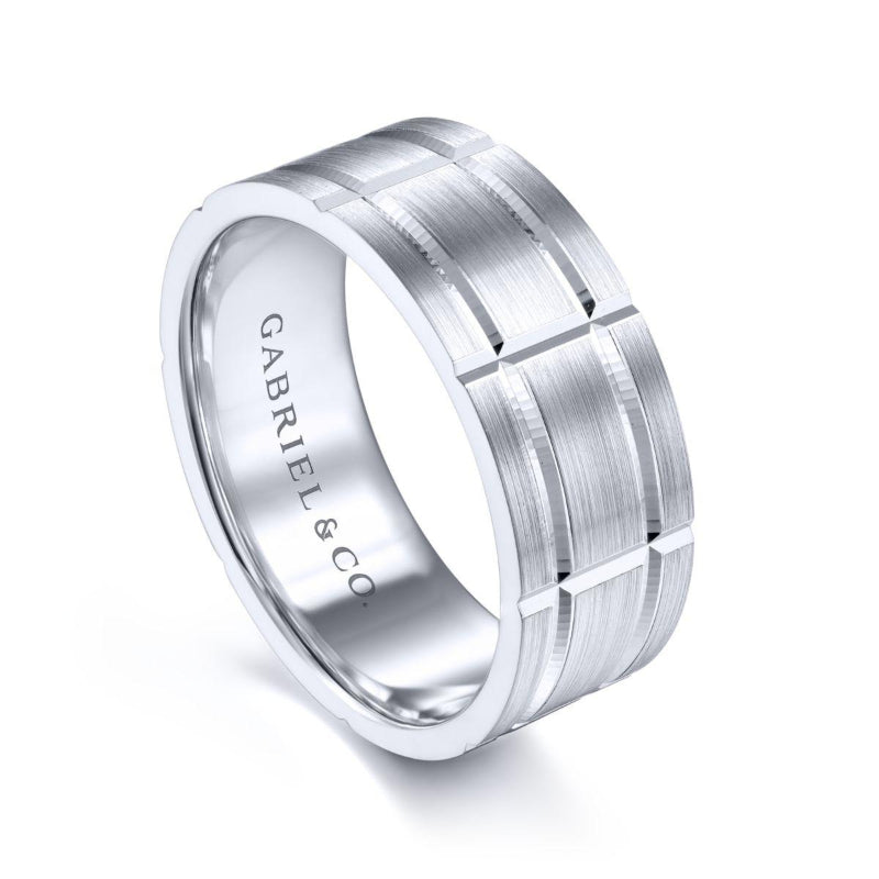 Gabriel & Co. 14k White Gold Signature Men's Wedding Band