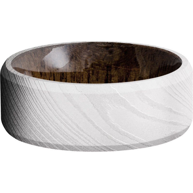 Lashbrook White Damascus Steel Hardwood 8mm Men's Wedding Band