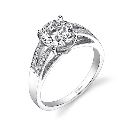 Coast Diamond 14k White Gold 0.12ct Diamond Semi-Mount Engagement Ring With Milgrain Details