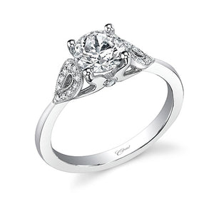 Coast Diamond 14k White Gold 0.1ct Diamond Semi-Mount Engagement Ring With Milgrain Details