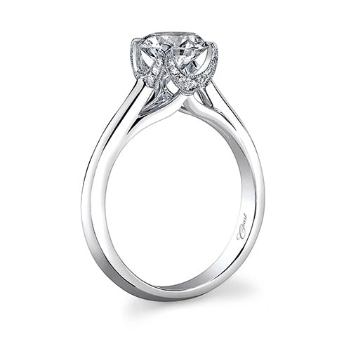 Coast Diamond 14k White Gold 0.1ct Diamond Semi-Mount Engagement Ring With Milgrain Details