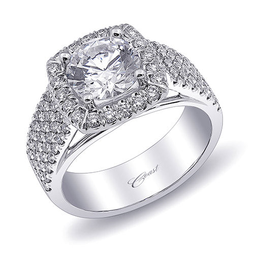 Coast Diamond 14k White Gold 0.77ct Diamond Semi-Mount Fishtail Engagement Ring